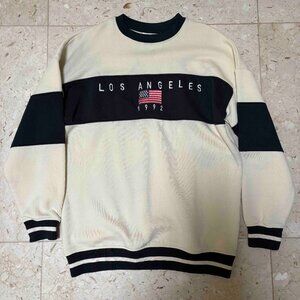 Daisy Street Los Angeles Women's Oversized Sweatshirt - Cream and Navy - Small